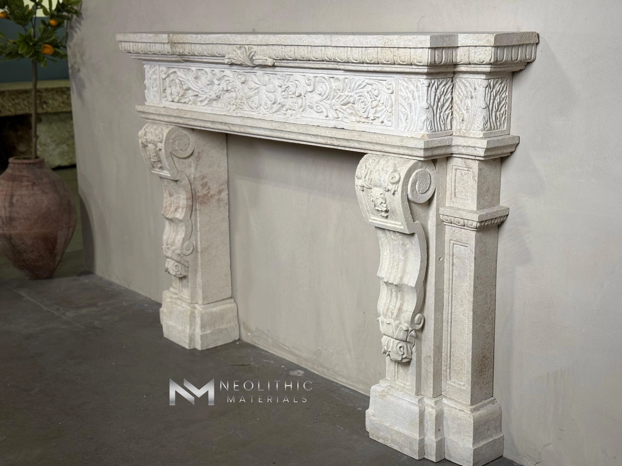Reclaimed Limestone Mantel - Image 4